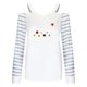 thumbnail image 4 of Camiseta de manga larga con cuello en V para mujer a la moda, blusa holgada con hombros descubiertos y estampado de otoño Fridja  fksj2925, 4 of 4