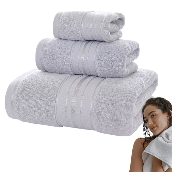 Bxaolu Ultra Soft 3 Pack Cotton Towel Set, Contains a Bath Towels 28x55 inch, a Hand Towels 13x29 inch & a Wash Coths 13x13 inch, Ideal Bathroom Everyday use, Compact & Lightweight - Light Gray