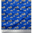 thumbnail image 1 of Soimoi Blue Poly Georgette Fabric Bear Animal Decor Fabric Printed Yard 42 Inch Wide, 1 of 3