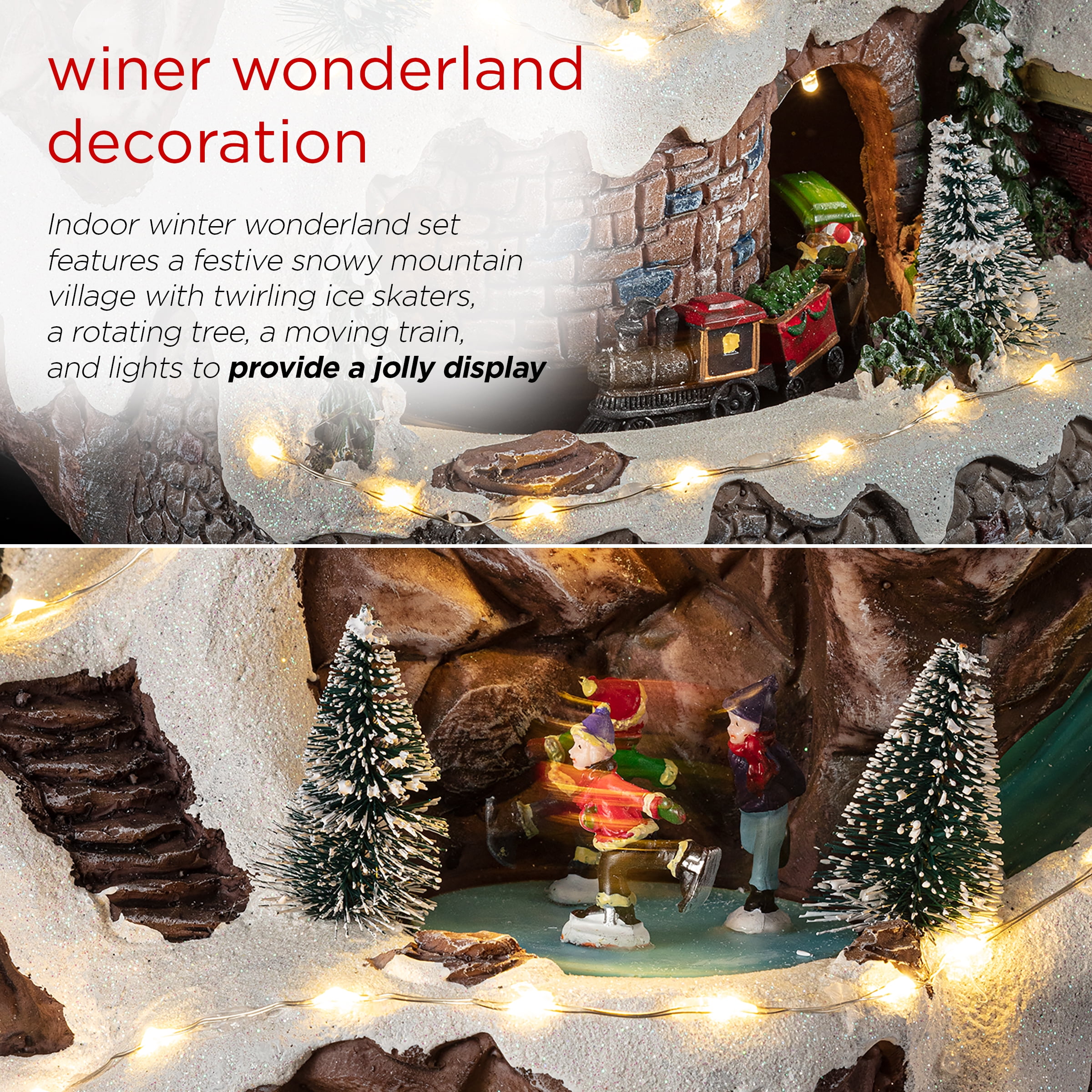 Alpine Corporation Animated Winter Wonderland Set with LED Light and Music