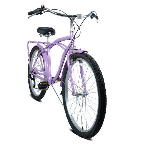 Raistyw 26" Cruiser Bike for Women, Lightweight Alloy High-Tensile Steel Frame Mountain Bicycles with V-Brakes and 7-Speed for Leisure and Commuting, Purple