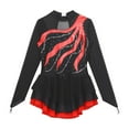 thumbnail image 4 of TTAO Justaucorps à Jupe de Danse de Ballet pour Filles Manches Longues Robe de Patinage Artistique Tenue de Danse Lyrique Costume de Performance de Danse Rouge 14, 4 of 6