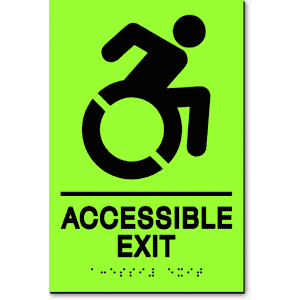 

ACCESSIBLE EXIT Speedy Wheelchair Sign - NY/CT-Laserglow / Black (3 Units)