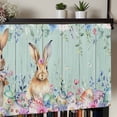 thumbnail image 5 of Bunny Easter Rod Pocket Curtain Valance, Eucalyptus Leaves Floral Eggs Weeping Wooden Farmhouse Window Valance for Living Room, Bedroom, Kitchen 42"W x 12"L, 5 of 9