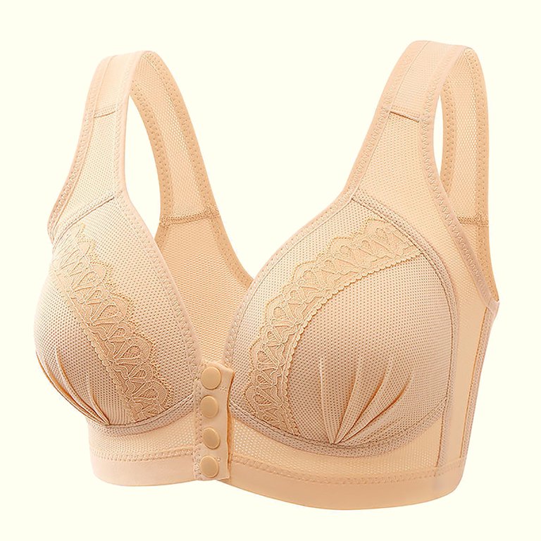 AIEOTT Wirefree Bras for Women ,Plus Size Front Closure Lace Bra