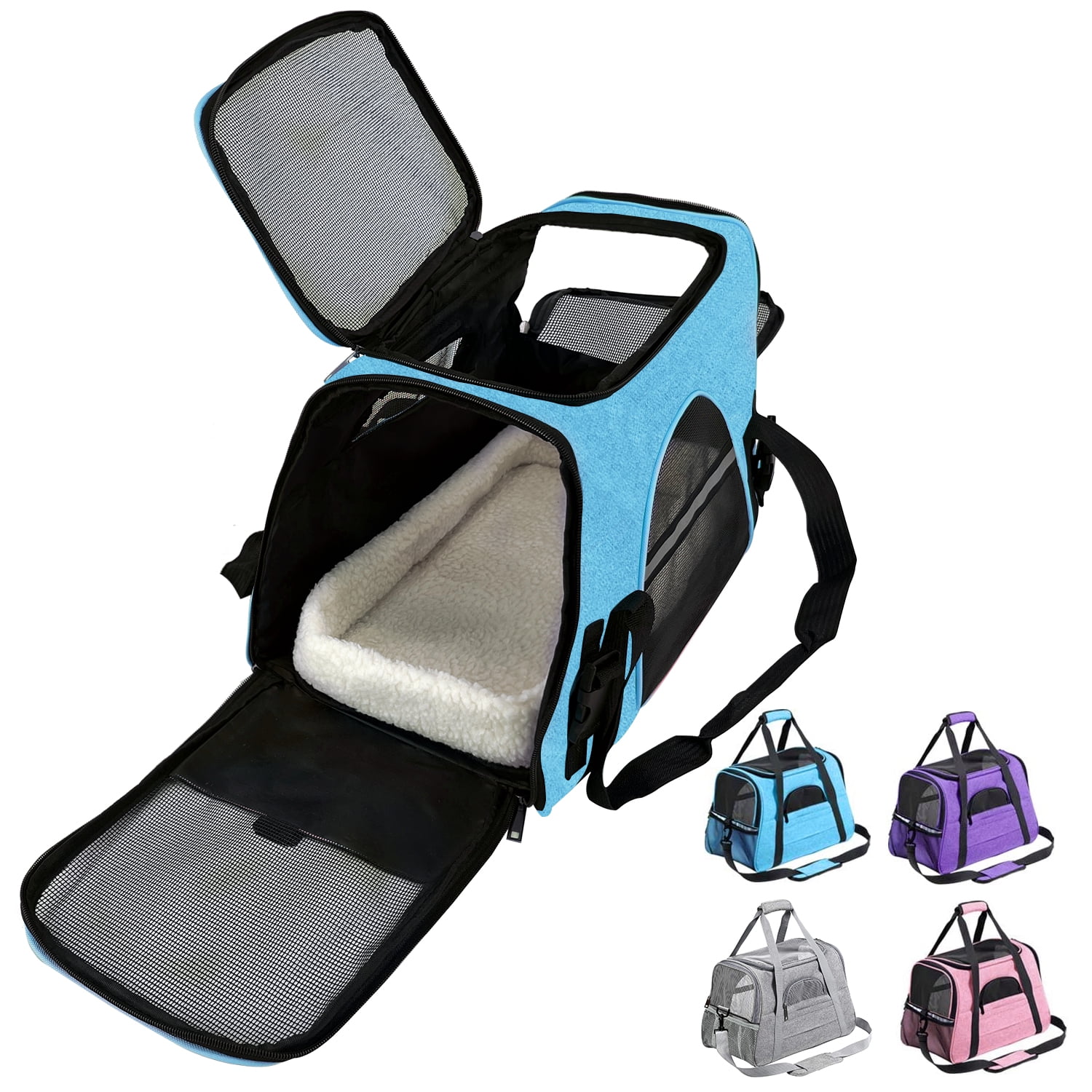 Blue Pet Cat Carrier Airline Approved, Dog Carriers for Small Dogs