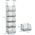 thumbnail image 3 of 5 Tier Closet Hanging Organizer, Clothes Hanging Shelves with 4 Hanging Hooks 5 S Hooks, Wire Storage Basket Bins, for Clothing Sweaters Shoes Handbags Clutches Accessories Patent Design, 3 of 7
