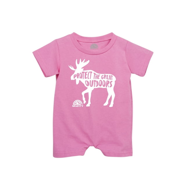 Protéger le Grand Air Justaucorps pour Bébé T-Romper - Rose - Logo Blanc - 24M