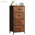 thumbnail image 2 of 4-Drawer Skinny Dresser - Fabric Storage Tower with Wood Top, Narrow Organizer for Bedroom/Closet/Office - Black/Grey/White, 2 of 12