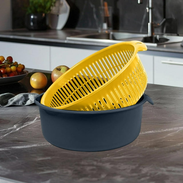 Birdeem Fruit Basket for Kitchen, Under Sink Storage, Factory Food Grade Large Double Drainage Basket Plastic Sink Filter Basket Vegetable Fruit Storage Basket Set, Large Storage Baskets