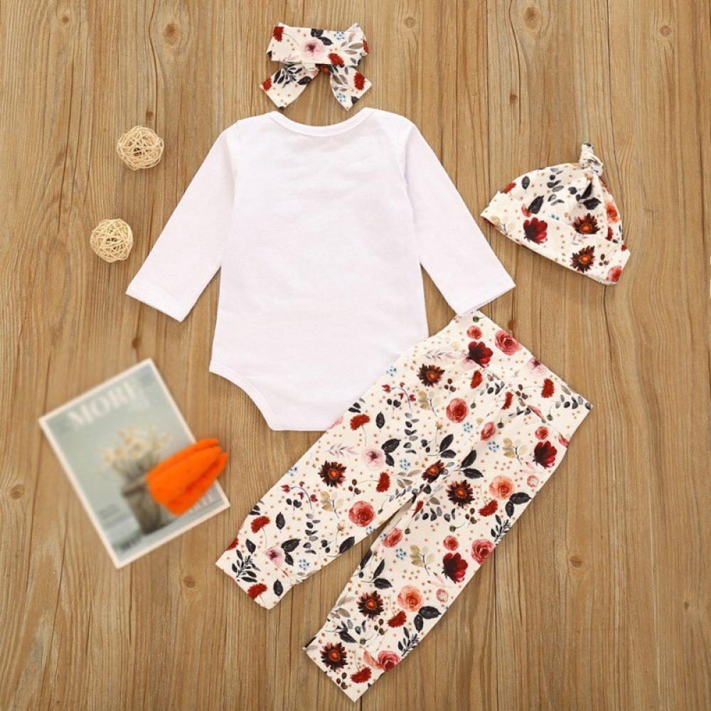 Zerofeel Newborn Baby Girl Clothes Infant Baby Girl Sets Letter Romper Flower Pants Cap Headband Baby Girl Outfits Ensemble Bebe Fille Walmart Com Walmart Com