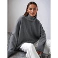 thumbnail image 5 of Women'S Sweater Thick Long Sleeve Knit Pullover High-Low Hem Fashion Autumn and Winter Basic Pullover Top Grey S, 5 of 8