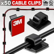 50 Pack 3M Self Adhesive Cable Clips Cord Holder Organizer Management Black