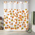 thumbnail image 6 of No Hook Shower Curtain with Built-in Rings - Fall Thanksgiving Washable Waterproof Fabric Bathroom Curtains for Hotel,Rentals, 72 X 78 Inch Long , Orange Leaf Pattern Floral Autumn White, 6 of 9