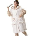 thumbnail image 3 of Pijama de vellón coral grueso para mujer, de manga larga, con capucha, bonito dibujo animado de perro, camisón de terciopelo cálido, traje de franela para el hogar, 3 of 6