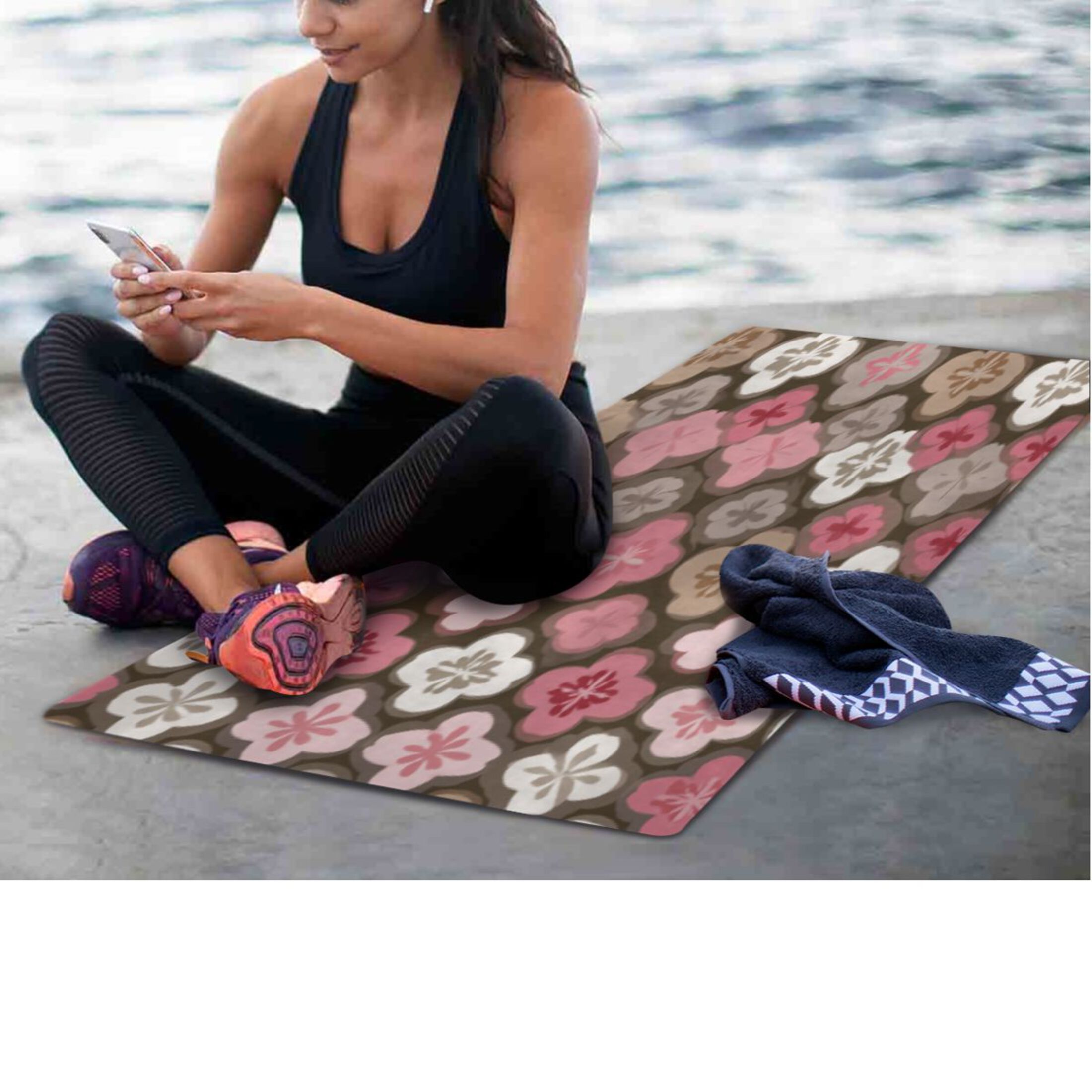 BZSMCE Yoga Mat Women Fitness Mat Quilted Floral Pastel Medley Pattern