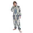 thumbnail image 5 of Soft Big Kids Onesie Pajamas Cozy Loose-Fit Jumpsuits for kids with Pockets for Christmas Lounge & Play Elegant Blue Flowers Pattern, 5 of 8