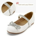 thumbnail image 5 of Kushyshoo White Girl's Bow Mary Jane Dress Shoes Ballet Princess Flats with Rhinestone Strap 12M, 5 of 6