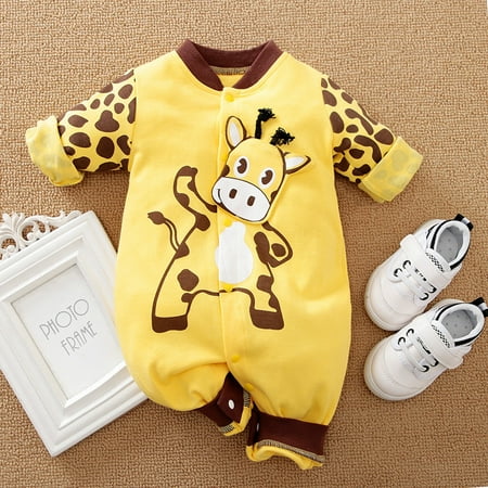 

0-18M Infant Toddler Baby Boy Girls Long Sleeve Romper Animals Cartoons Bodysuit Clothes One-piece Outfit