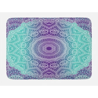 Ambesonne Purple and Turquoise Bath Mat, Hippie Ombre Mandala Inner Peace  and Meditation with Ornamental Art, Plush Bathroom Decor Mat with Non Slip  Backing, 29.5 X 17.5, Purple Aqua