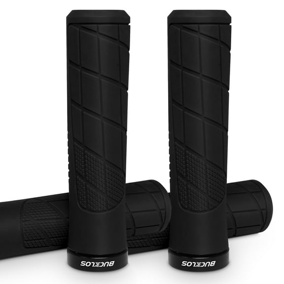 BUCKLOS 2Pairs Single Lock-on Bike Handlebar Grips - Mountain Bike MTB Ergonomic Anti-Slip Handle Grip - Bicycle Comfort Locking Handle Bar for BMX/Cruiser Bike/Scooter (7/8" Black)