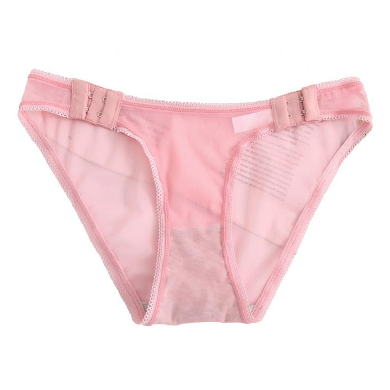 Baywell Womens Seamless Panties See-Through Underwear Sexy Panties Bikini  Panty for Ladies Adjustable Waist Breathable Briefs Pink M