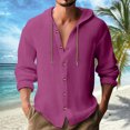 thumbnail image 2 of RUTAYY Men's Shirts Long Sleeve Casual Solid Color Hooded Cardigan Button Down Comfortable Breathable Chic Holiday Blouse, 2 of 5