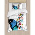 thumbnail image 3 of Butterfly Duvet Cover Set Queen Size, Creative Conceptual Artwork Monarch Wings Colorful Realistic Natural Wildlife, Decorative 3 Piece Bedding Set with 2 Pillow Shams, Multicolor, by Ambesonne, 3 of 3