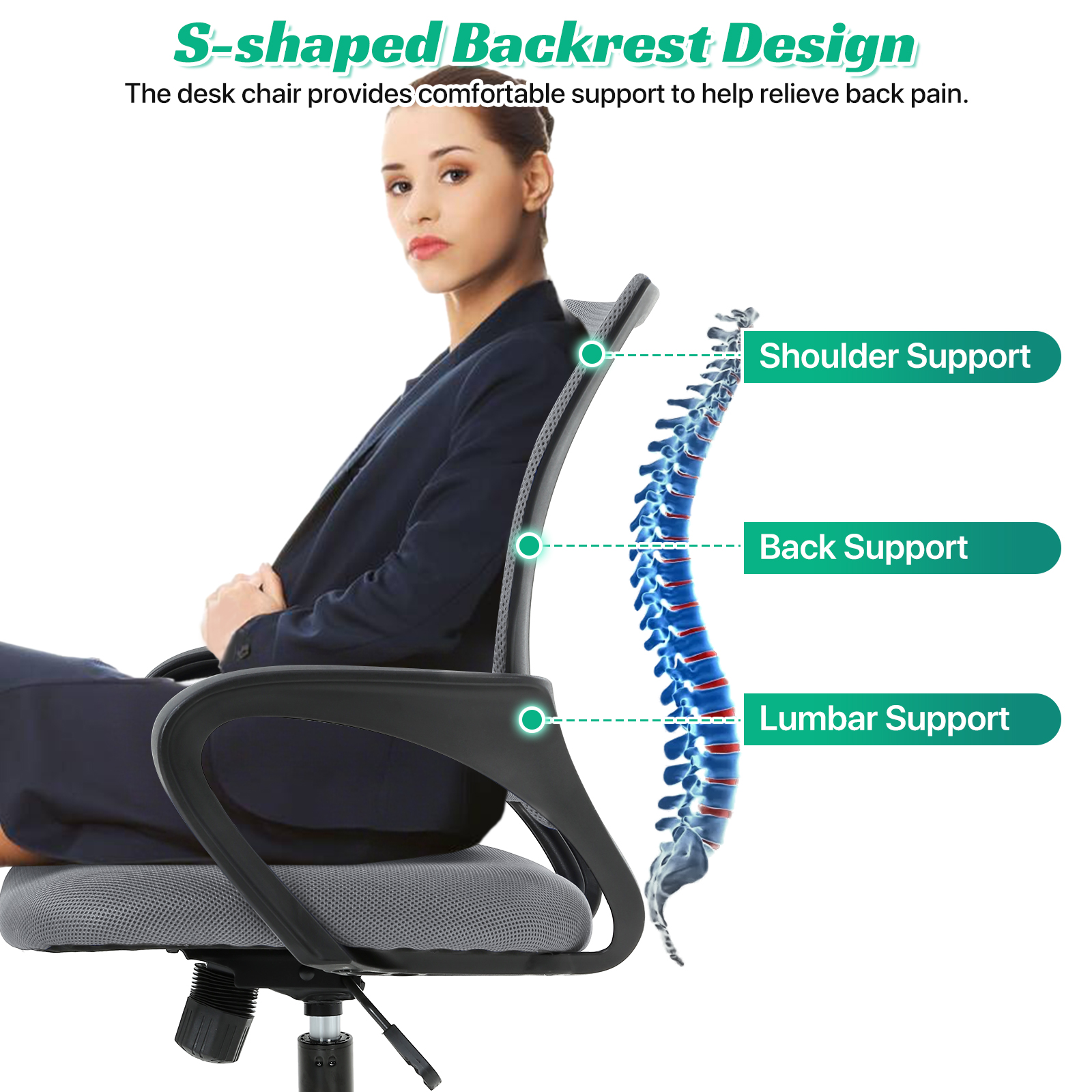 NiamVelo Mesh Office Chair Computer Desk Chair for Adults, Mid Back Rolling Chair Cheap office chairs with Lumbar Support Armrest for Home Office,Grey（2 Pack）