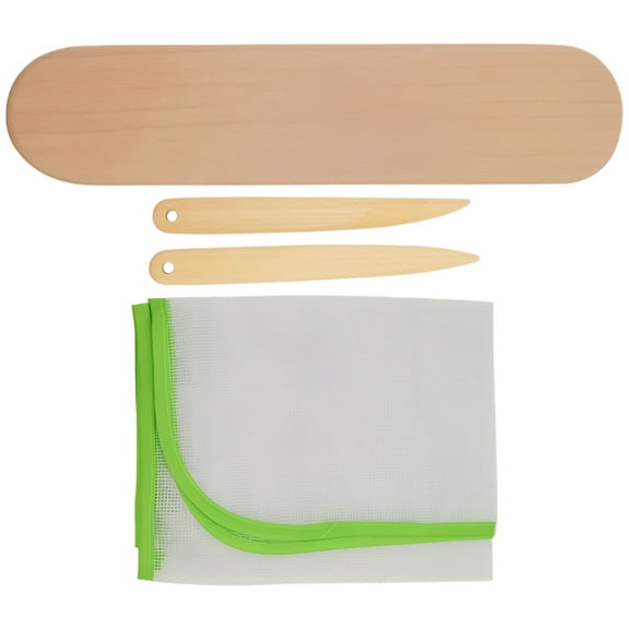 Quilting Clapper and Seam Presser Tool Set, Includes Wooden Clapper, Tailor's Clapper, 2 Bone Tools, and Protective Mesh Bag for Quilting, Pressing, and Steaming Fabric