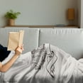 thumbnail image 3 of Vintage Soft Flannel Fleece Blanket, Old School Steam Locomotive with Banner on an Off White Background Monochrome, Cozy Plush for Indoor and Outdoor Use, 60" x 80", Cream and Black, by Ambesonne, 3 of 5