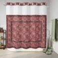 thumbnail image 6 of No Hook Shower Curtain, Red Boho Shower Curtains for Bathroom with See Through Top Window, Vintage Ethnic Tribe Abstract Art Floral Waterproof & Washable Bath Curtain Standard 72"x72", 6 of 9