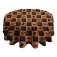 thumbnail image 4 of Halloween Patchwork Icons Pattern Round Tablecloth 60"x60",Wrinkle Wipeable Table Cloth for Kitchen Dining Room Picnic Patio Party, 4 of 6