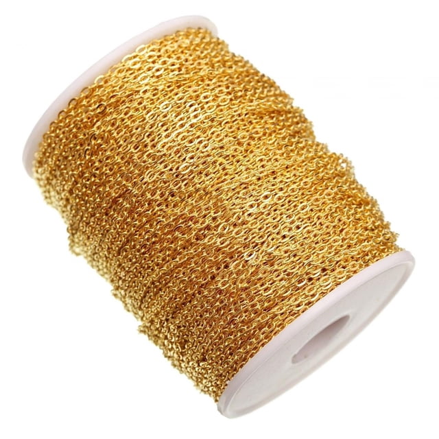 tredstone Link Chain 16.4ft Extender Components Chain Roll for Making Earring Bracelet Golden Color 5m