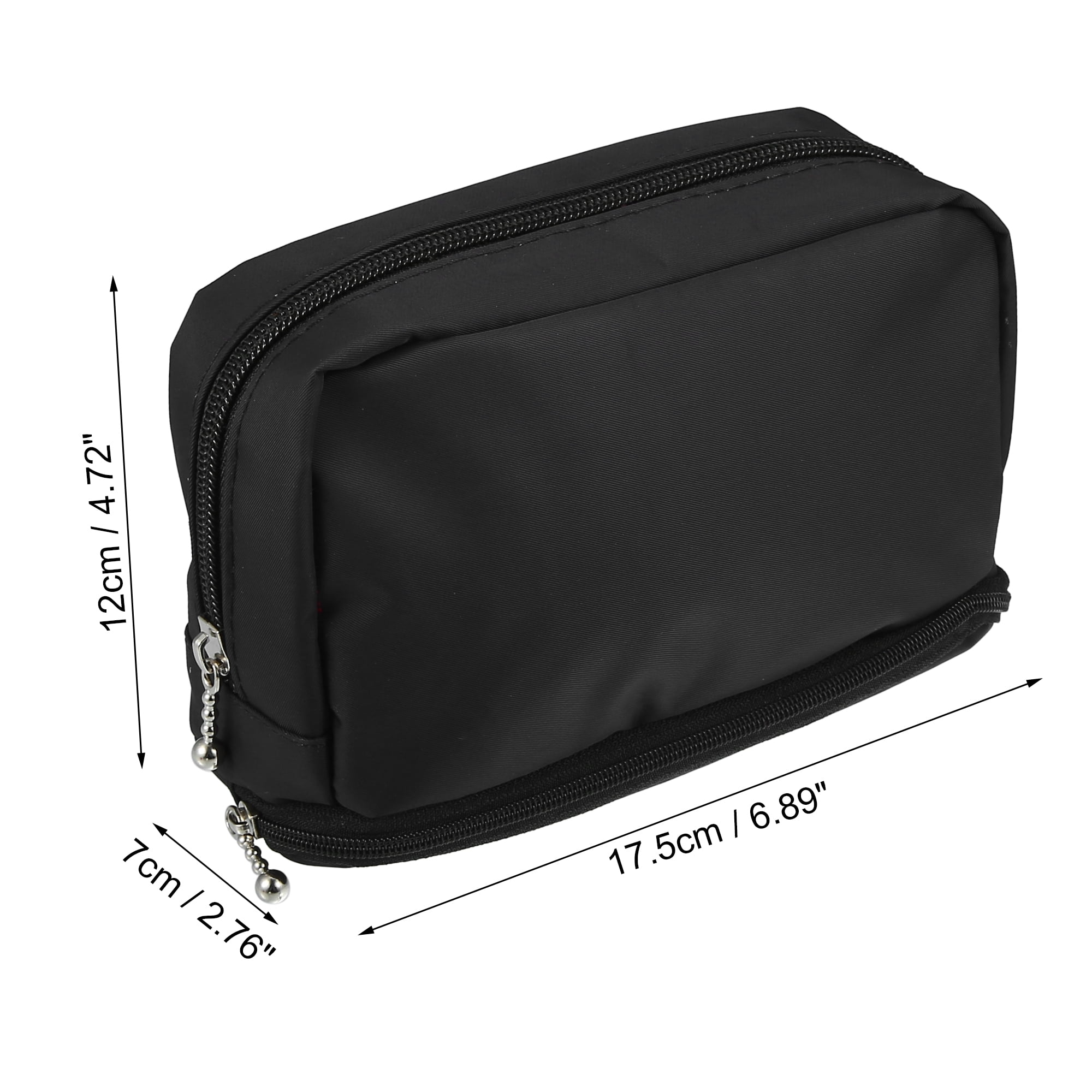 Unique Bargains Floral Makeup Bag Zipper Flower Cosmetic Pouch Black