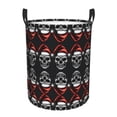 thumbnail image 1 of Balery Skull santa hat Cesta de ropa redonda con asas, impermeable, independiente, para ropa, juguetes, dormitorio y familia-Small, 1 of 6