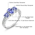 thumbnail image 6 of Gem Stone King 10K White Gold Blue Tanzanite and White Lab Grown Diamond 3 Stone Engagement Ring for Women (1.71 Cttw, Oval Gemstone December Birthstone, Available in Size 5, 6, 7, 8, 9), 6 of 6