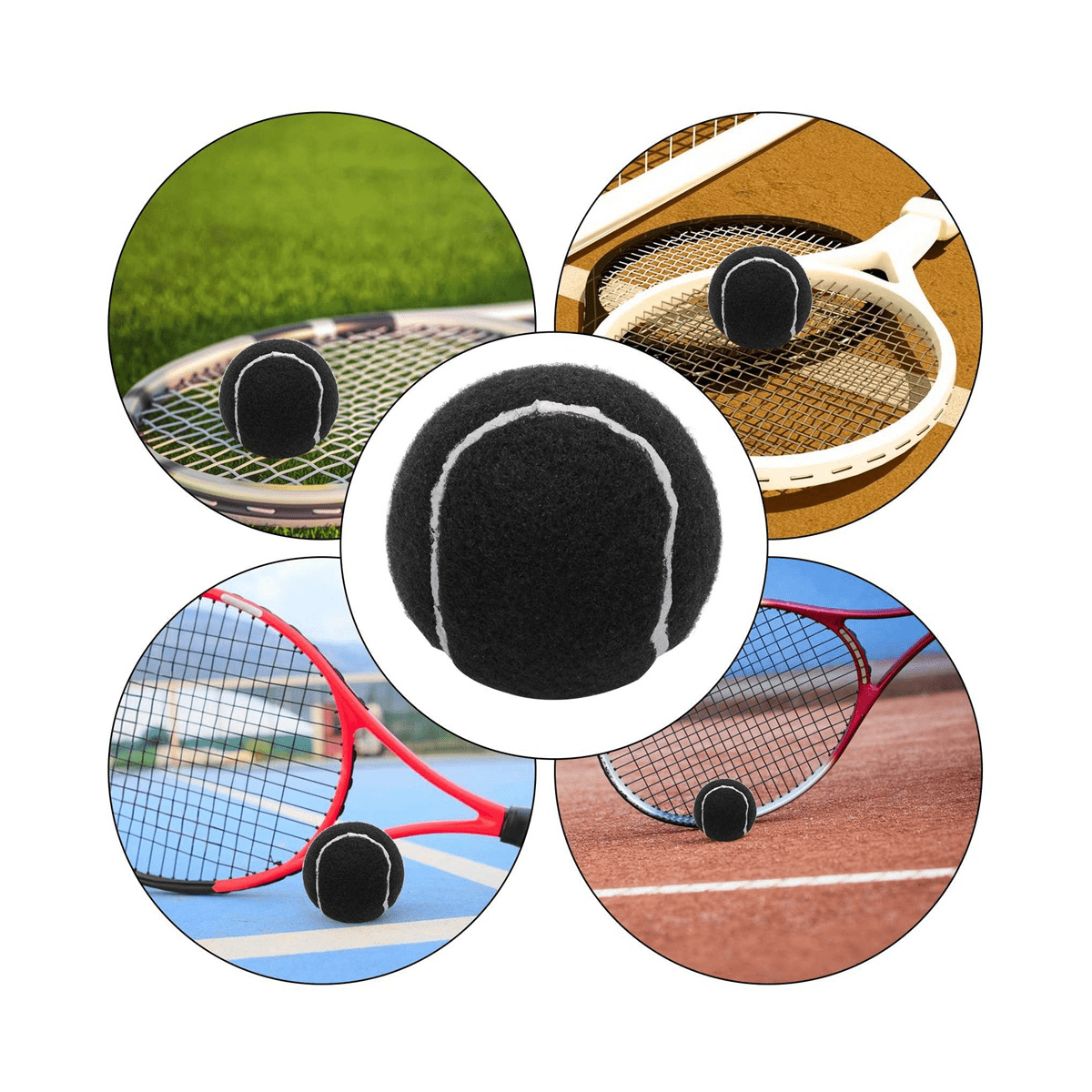 24Pcs Pack Tennis Balls Wear- Elastic Training Balls 66mm Ladies Beginners Practice Tennis ,Black