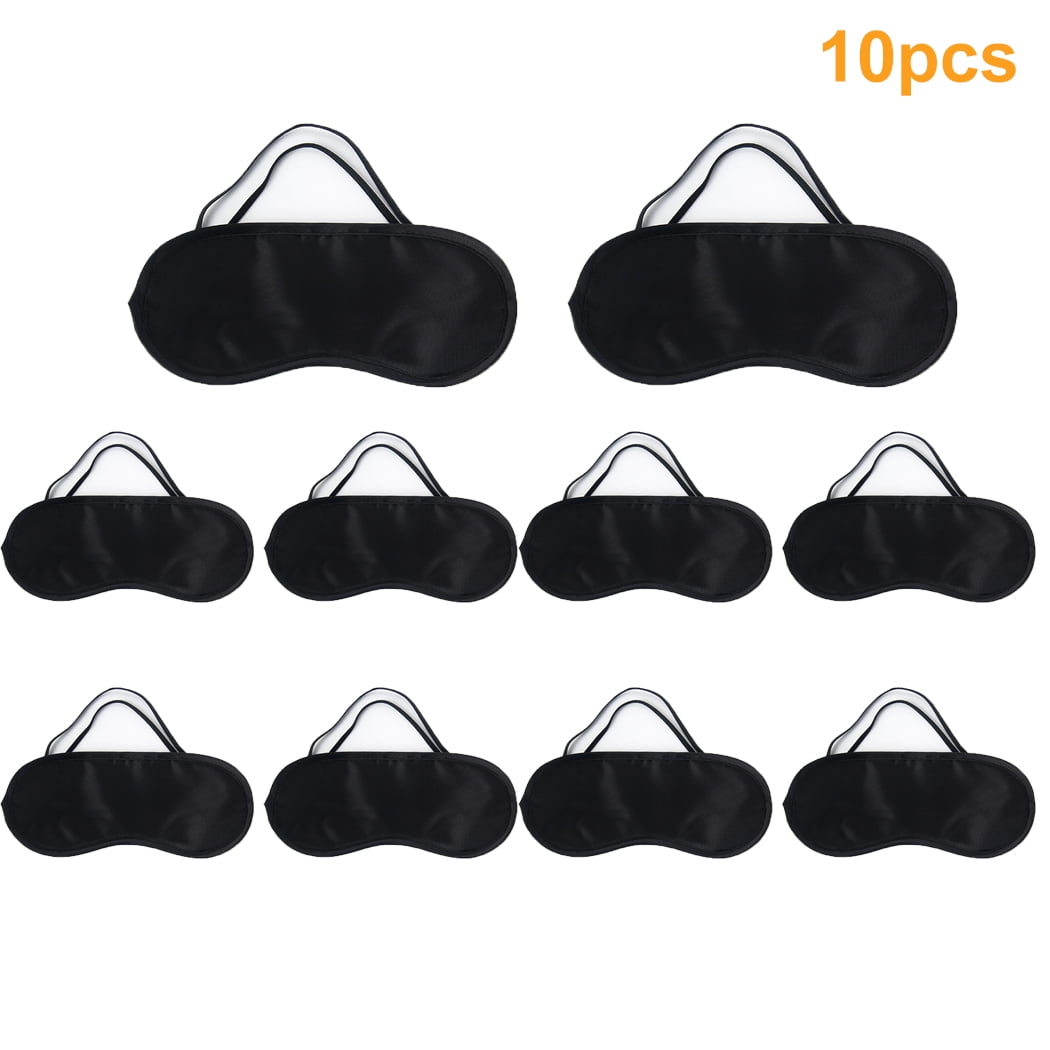 10Pcs Eye Masks set, Peaoy Elastic Eye Shade Cover Dacron Sleep Mask Eye Cover for Sleeping Traveling for Women Men Teen Boys Girls,Black