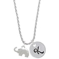 thumbnail image 1 of Delight Jewelry Silvertone Elephant with Crystal Eyes Silvertone Script Initial Disc - K - Charm Necklace, 20"+3", 1 of 4