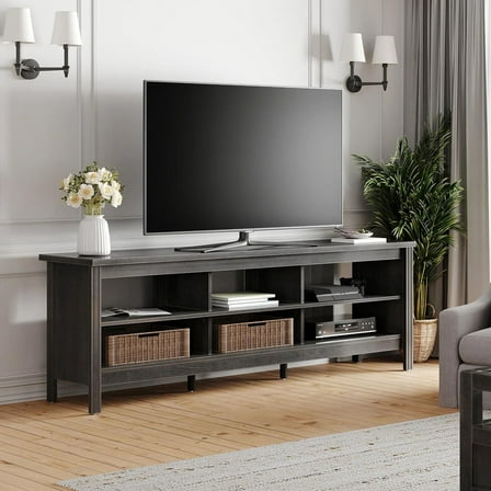FITUEYES 70" TV Stands for TVs Up to 75 Inch, Entertainment Center TV Console for Living Room and Bedroom, Black