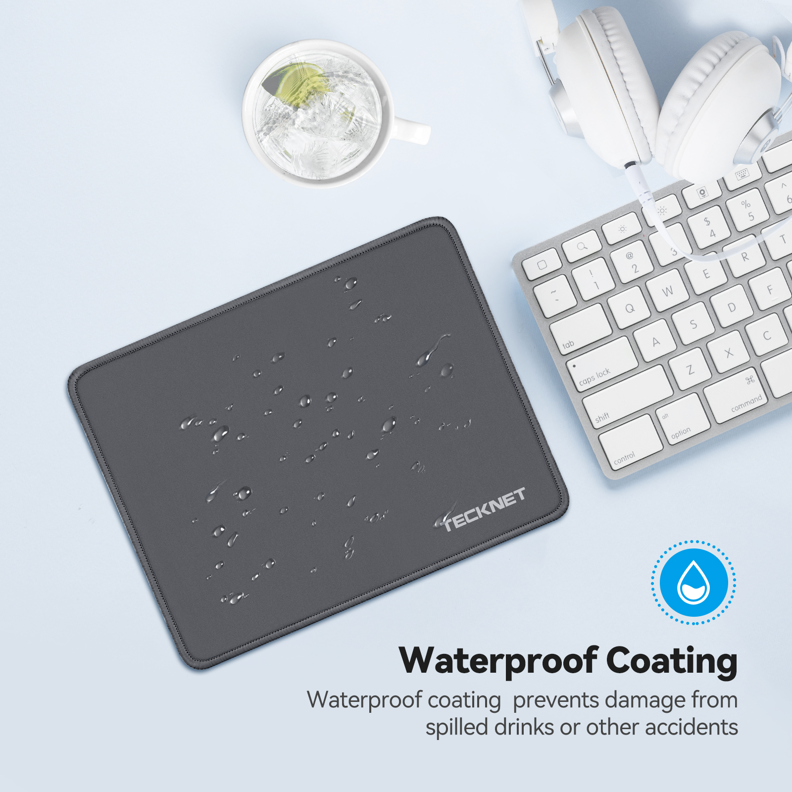 Tecknet Mouse Pad with Stitched Edges Grey photo 2