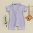thumbnail image 3 of Bagilaanoe Newborn Baby Boys Girls One-pieces Textured Short Sleeve Jumpsuit 3M 6M 9M 12M 18M Infant Romper Casual Clothing, 3 of 7