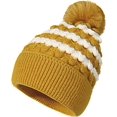 thumbnail image 1 of Gorro de invierno de punto elástico para mujer, color amarillo, forro polar grueso para calidez, comodidad y gorro de lana suave para esquiar y montar a caballo, 1 of 5