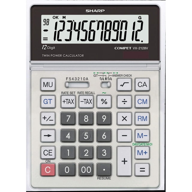 Calculadora Sharp VX2128V de 12 dígitos con doble alimentación