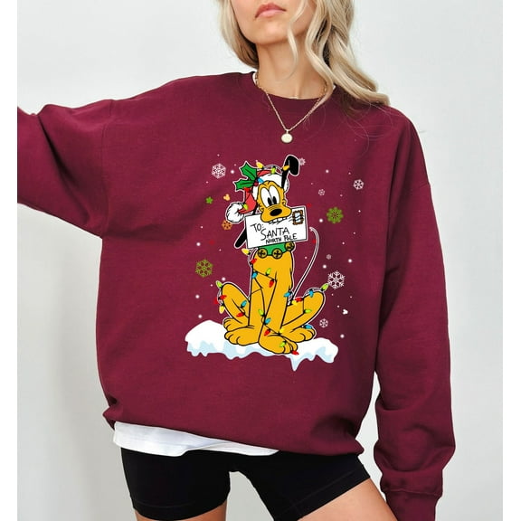 Disney Pluto Dog Christmas Lights Snowflake Sweater, Mickey and Friends Merry Christmas Shirt, Disneyland Matching Christmas Group Sweatshirt