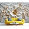 thumbnail image 3 of Modern Luxury Relief Flowers Wall Mural, Stereo Flower Wallpaper, Nordic Light Luxury Art Custom Photo Wallpaper Wall Decals For Bedroom Living Room 138"W x 100"H (Not Peel and Stick), 3 of 6