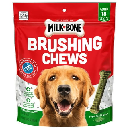 UPC: 0079100882526 | Milk-Bone Brushing Chews Daily Dental Dog Treats  Fresh Breath  Large  24.2 Oz. Bag  18 Bones Per Bag
