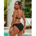 thumbnail image 3 of Top-kevin Womens Sexy 2 Piece Bikini Sets Cheeky High Cut Bathing Suit Color Block Textured U-Wire Swimsuits, 3 of 11