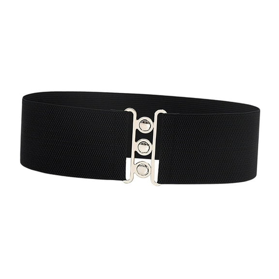Milageto Wide Elastic Belt Cinch Female Simple Decoration Dress Belt for Women Ladies Black